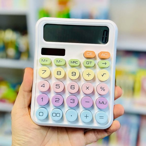 Adivy Colorful Candy Calculator, 12 Digit With Large LCD Display And Big Round Buttons, Multicolor, Office Accessories For Women Desk, Automatic Sleep, Calculator For Office, School, Home