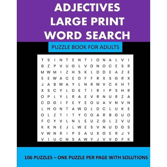 Adjectives: Large Print Word Search Puzzle Book For Adults, (Paperback)
