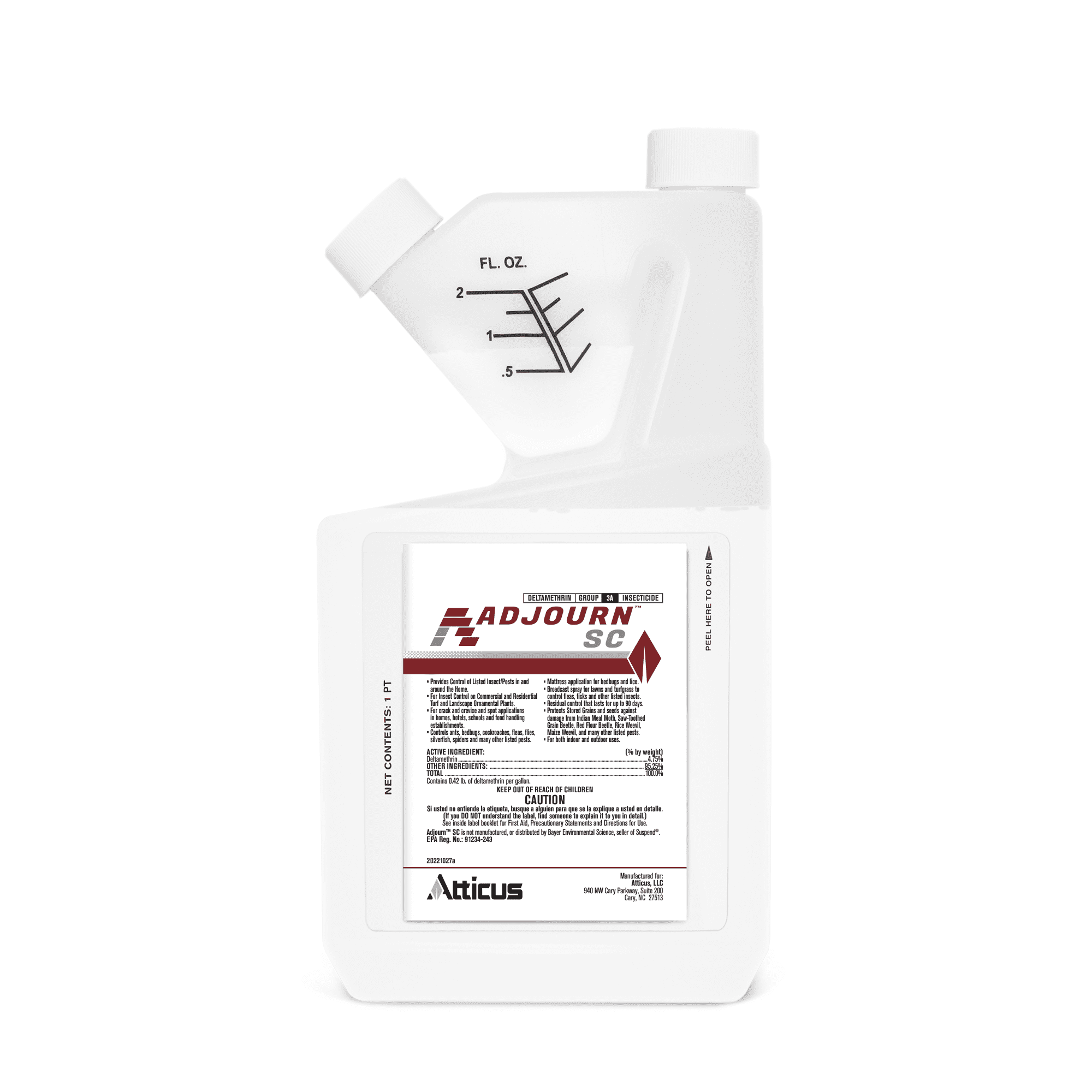 Adjourn SC (16 Ounce) Insecticide Concentrate - Indoor and Outdoor Insect Control - 4.75% Deltamethrin by Atticus