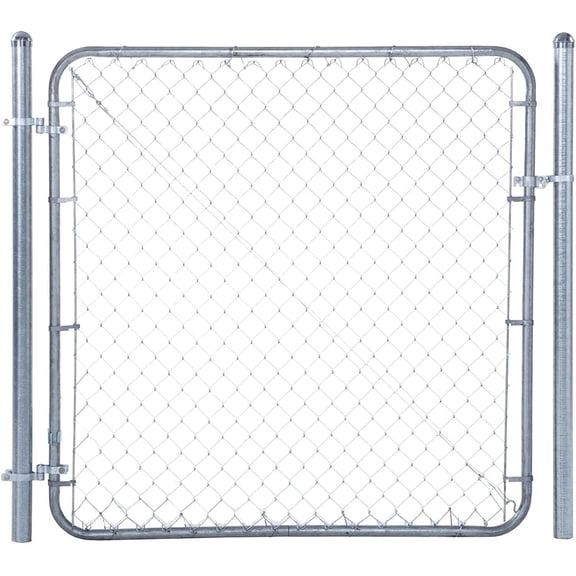 Adjust-A-Gate AUCHI Chain Link Fence Walk-Through Gate Kit, Metal Fencing Gate with Round Corner Frame (24"-72" W x 6' H)