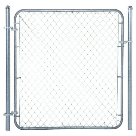 Midwest Air 3283AD48 48 in. Adjustable Single Walk Galvanized Fit Right Gate, Silver Metallic