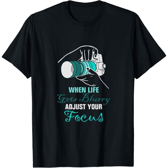 Adjust Focus Camera Operator Photographer Assistant T-Shirt men and women can wear, black, white, gifts
