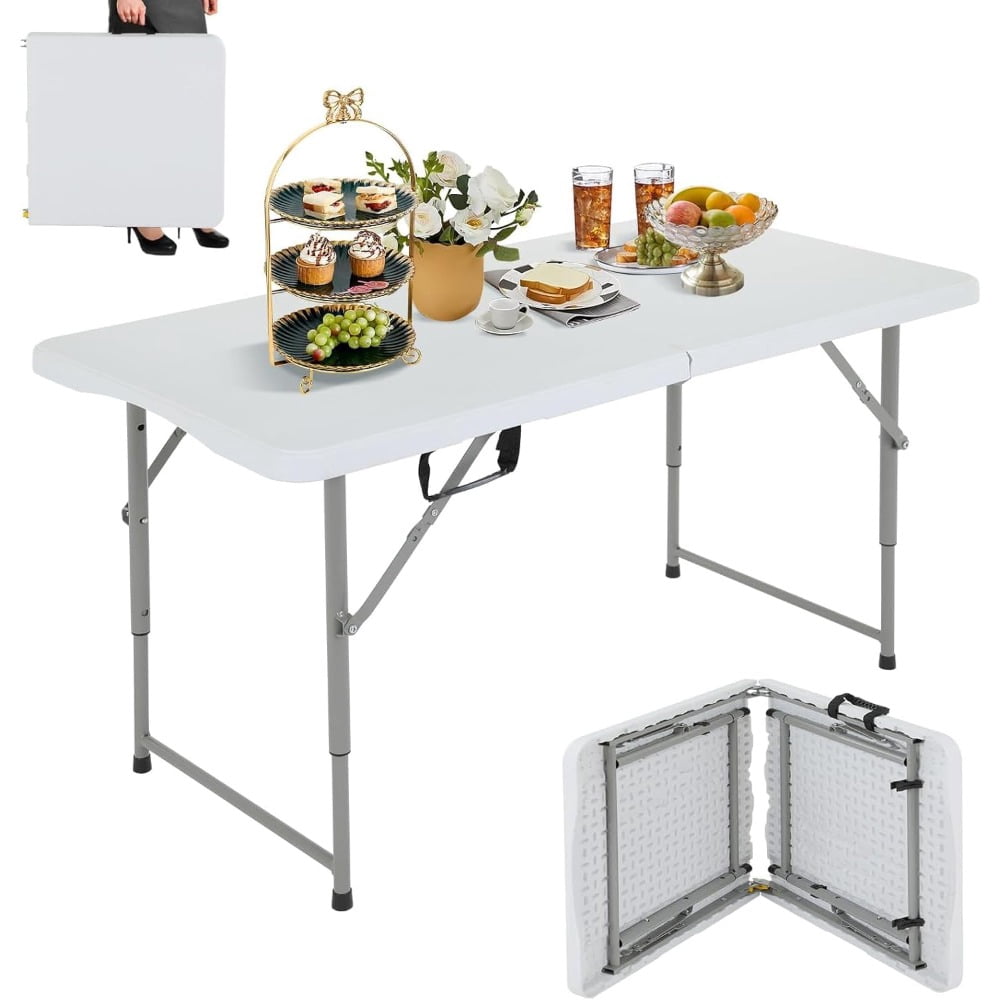 Quick Fold Table Adjust-Height Folding Table for indoor use, aluminum frame with steel ...