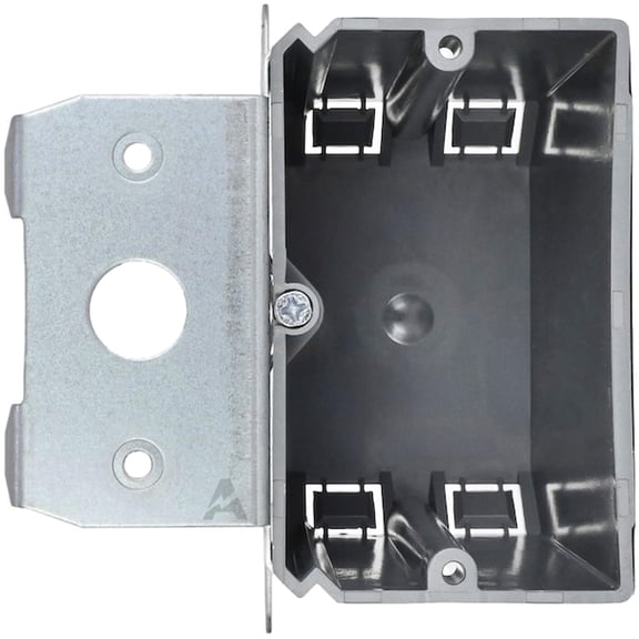 Adjustable 1-Gang Electrical Box for New Construction Heavy-Duty Grey PVC Switch & Outlet Box with Metal Bracket, ETL Listed Junction Box for Switches, Outlets & Wiring Projects