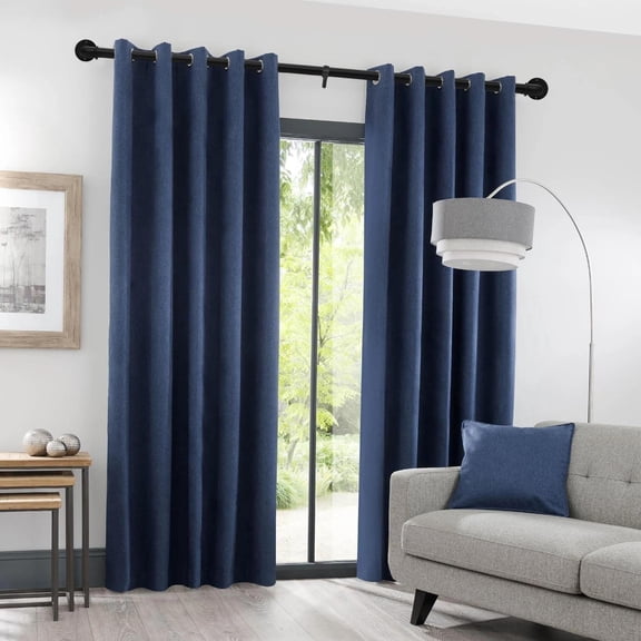 Adjustable 1-Inch Diameter Black Industrial Pipe Curtain Rod, Wrinkle-Free 18 to 88 Inch Length