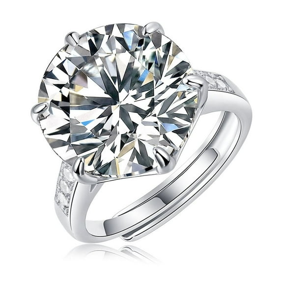 Adjustable 10 Carat Moissanite Wedding Rings for Women 925 Sterling Silver Lab Grown Diamond Anniversary Rings for Wife Silmulated Diamond Promise Rings Bridal Diamond Wedding Ring