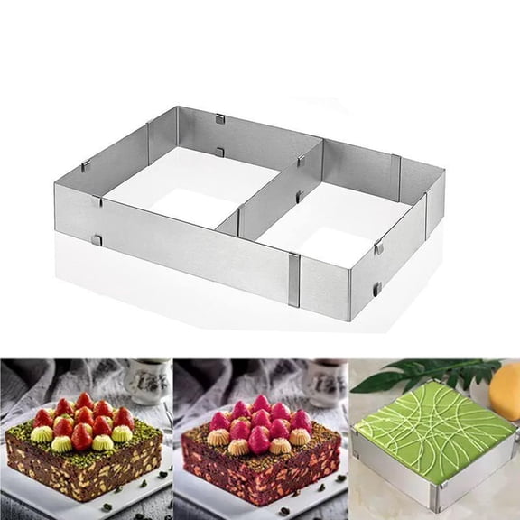 Adjustable 10 x 20 Inch Cake Mold, Stainless Steel Baking Ring for Tiramisu, Mousse, Bread, Pastry, Birthday Cake