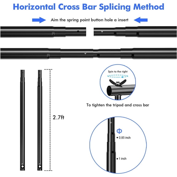 Adjustable 10x8.5FT Photo Backdrop Stand Kit, Studio Background Support System with Carrying Bag, Clips & Clamps for Photography, Video, Party & Wedding Shoots