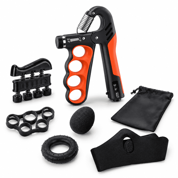 Adjustable 11-220lbs Hand Grip Strengthener 7-Pack Strength Kit