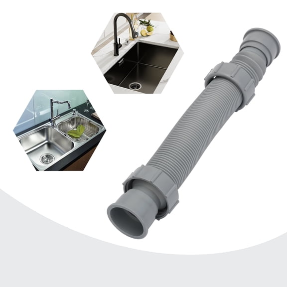 Adjustable 11-29 Inch Flexible Sink Drain Pipe with Gaskets 1-1/2 Diameter PP Corrugated Pipe for Kitchen, Bathroom