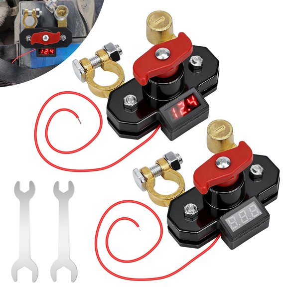Adjustable 12V to 24V LED Readout Power Cutoff Isolator for Vehicle Battery, 2 Pcs Master Switch
