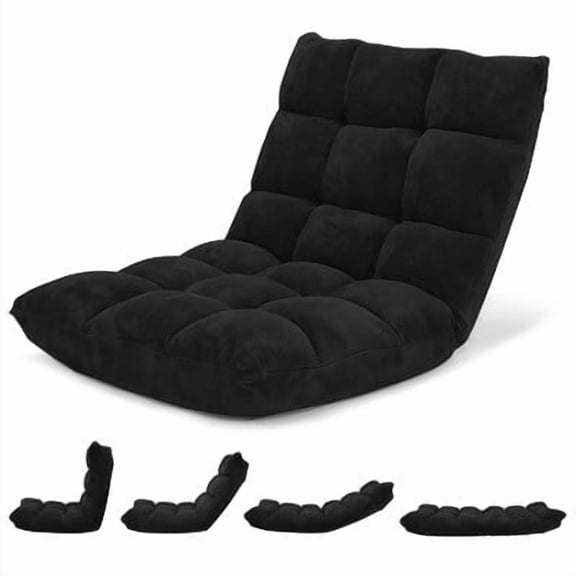 Adjustable 14-Position Floor Chair Folding Lazy Gaming Sofa Chair Cushioned