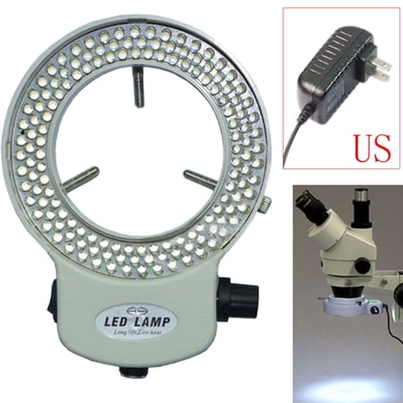 Adjustable 144 LED Bulbs Microscope Ring Light Illuminator Lamp US Plug