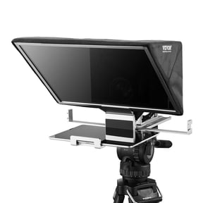 Adjustable 16'' Floor-Mounted Teleprompter with Remote - Perfect for Live Streaming on Phone & Webcam