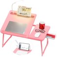 thumbnail image 1 of XL Adjustable 17in Laptop Desk with Light, USB Port, iPad Holder, Drawer Storage - Larger 23.6IN Adjustable Lap Desk for Bed, Home Office, Breakfast Tray, Fordable Legs Desk (Pink), 1 of 12