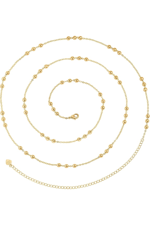 Adjustable 18k Gold Plated Waist Chain, Beach Bikini Body Chain, Handmade Boho Belly Chain