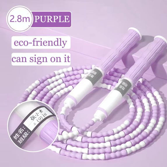 Adjustable 2.8M Kids Skipping Rope Soft Beaded Bamboo Knot Jump Rope ...