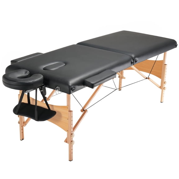 Adjustable 2-Fold Massage Table,28"Wide Portable Spa Bed with Headrest&Armrests,Lightweight Tattoo Salon Table Includes Carry Bag,Supports 600lbs