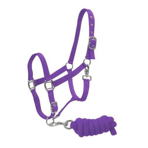 Adjustable 2-Ply Nylon Halter w/ 7' Lead (Purple)