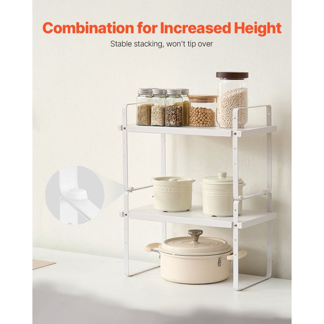 Adjustable 2-Tier Cabinet Shelf - Steel Kitchen Organizer for Spices ... - Adjustable Shelf Height Kitchen