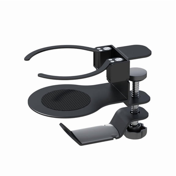 Adjustable 2 in 1 Clamp On Cup Holder With 360°Rotating Headsets Hanger Hook For Office Gaming Desks 5kg Hook Load