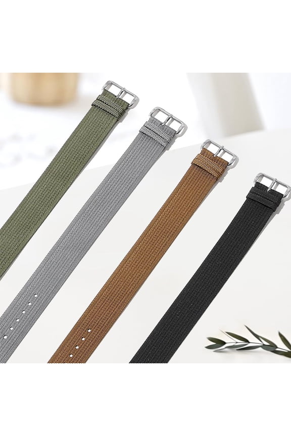 Adjustable 20mm Nylon Replacement Strap with Soft Breathable Woven Nylon and Stainless Steel Buckle for Sports, , and Sleep