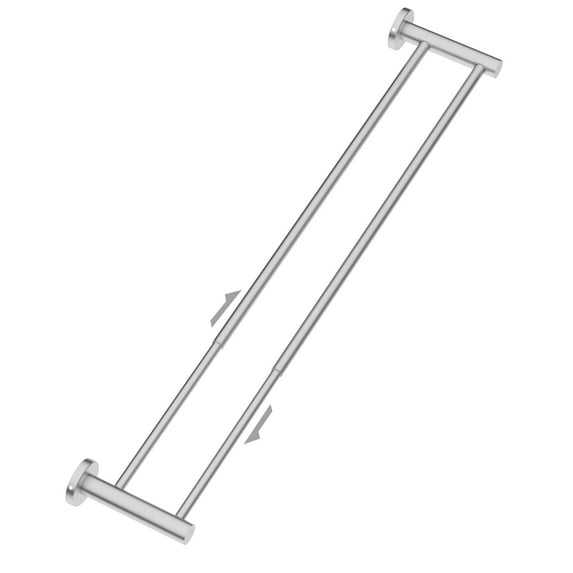 Adjustable 23.6 to 42 Inch Double Bath Towel Bar, ZUEXT Stain Brushed Nickel Stainless Steel Towel Holder, Wall Mount Expandable Hand Towel Rod for Bathroom Kitchen Washroom,1" Tube Towel Rail Racks