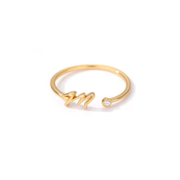 Adjustable 26 Letter Ring with Trendy Electroplating for Fashion Statements