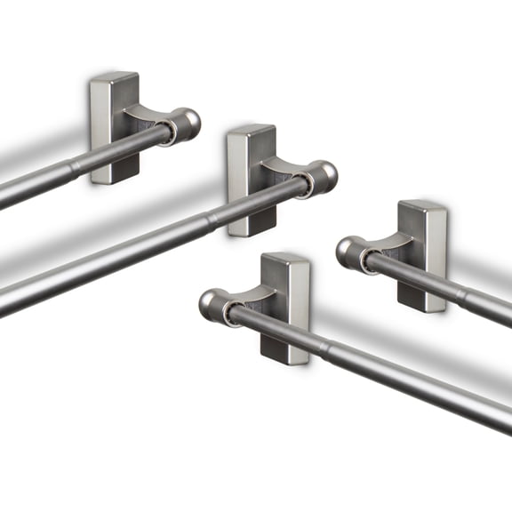 Adjustable 28"-48" Magnetic Curtain Rod ( Set of 4 ) - Satin Nickel