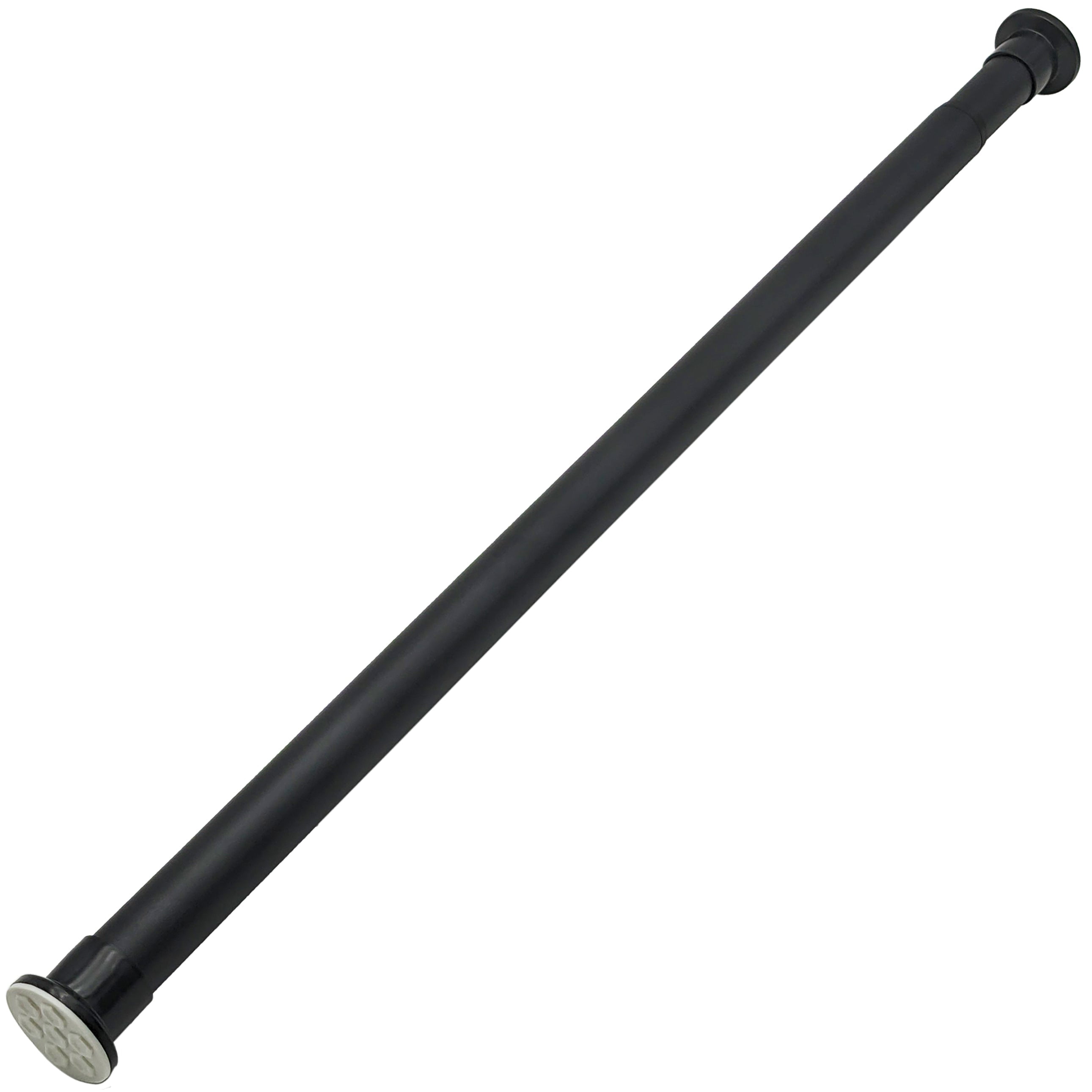 Adjustable 29-inch to 47-inch Steel Curtain Rod for Shower, Doorway, Window - Plastic Heads, Black Color - Easy Installation without Drilling