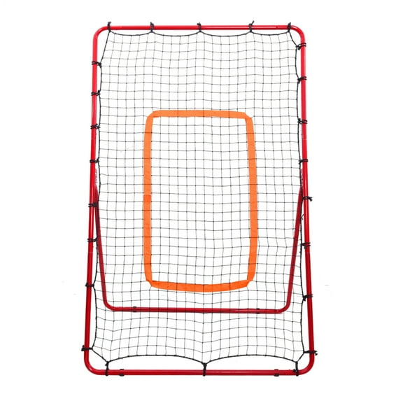 Adjustable 3.6x5.8 Ft Volleyball Rebounder Net with 4-Angle System for Lacrosse & Tennis Training, Backyard Practice Equipment (Red)