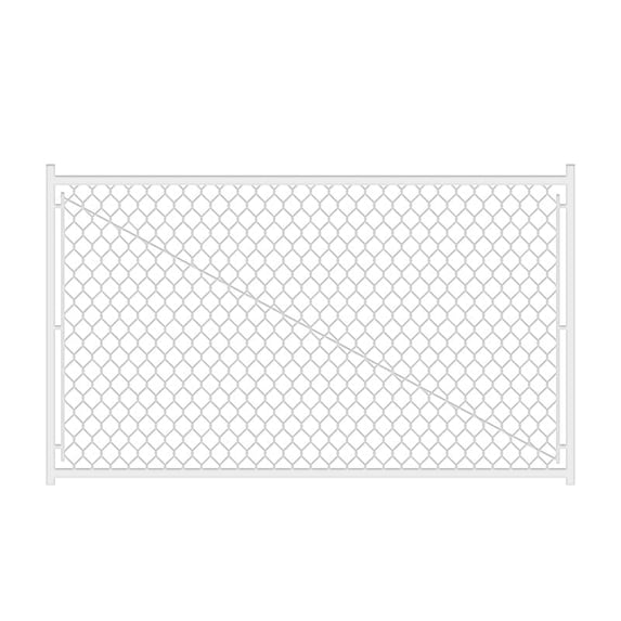 TheEshow Chain Link Walk Gate Kit, Round Corner Frame Design, Heavy-Duty Galvanized Steel Metal Mesh, Adjustable 3.8FT