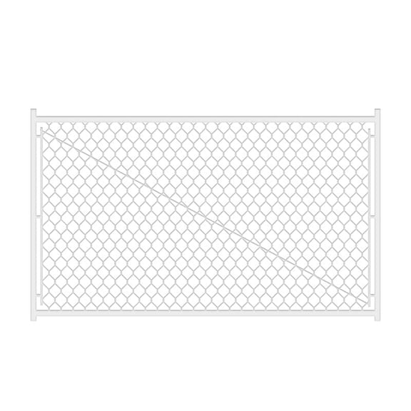TheEshow Chain Link Walk Gate Kit, Round Corner Frame Design, Heavy-Duty Galvanized Steel Metal Mesh, Adjustable 3.8FT