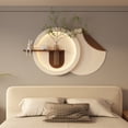 thumbnail image 1 of Adjustable 3-Color LED Sandstone Double-Disc Wall Art, 3D Sculpture with Simulated Greenery, Glass Vase & Rabbit Statue, Remote-Controlled Light Strips, 1 of 9