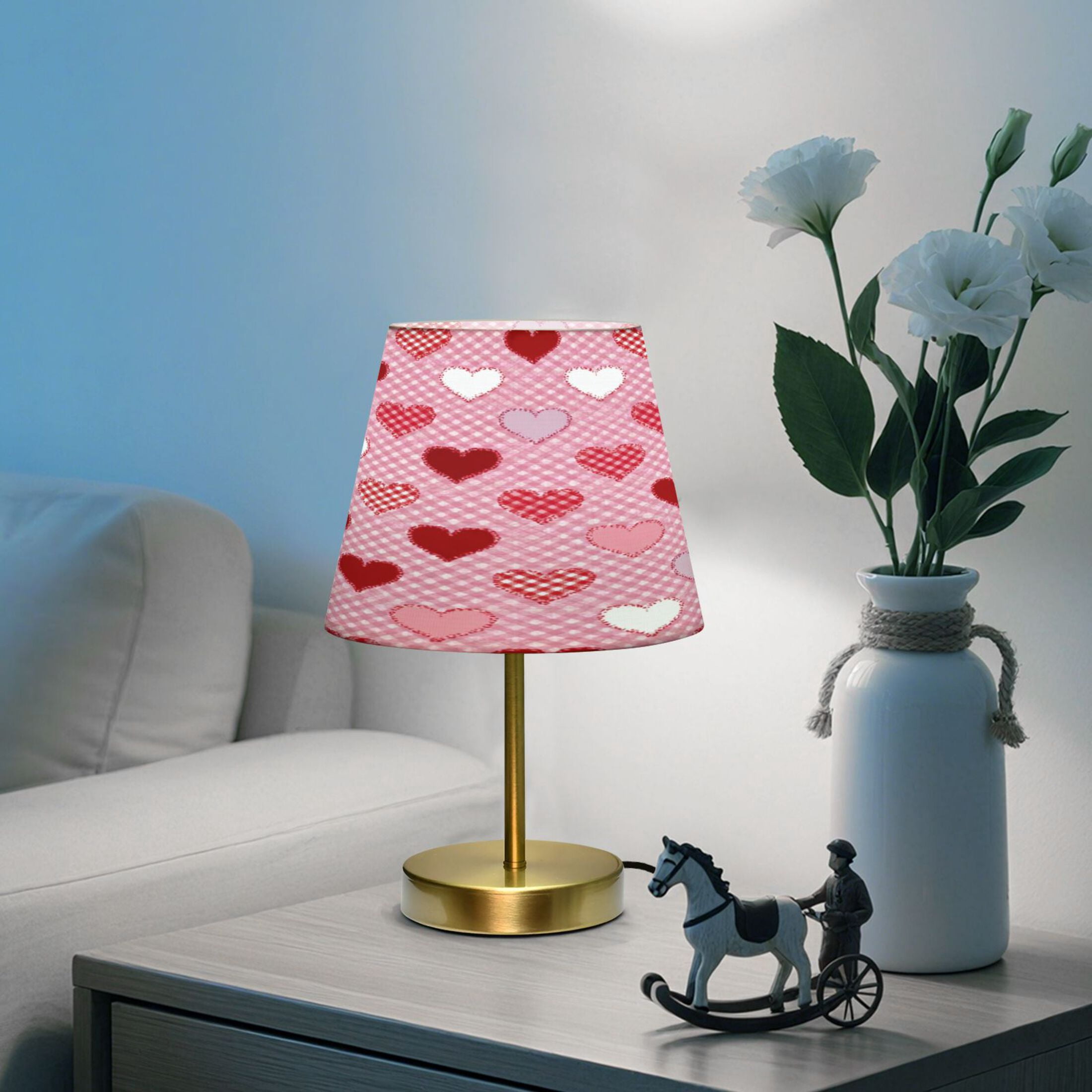 Adjustable 3-Color Light Desk Light Vintage Bronze Table Lamp For Bedroom Office Living Room Heart-shaped Grid Pattern