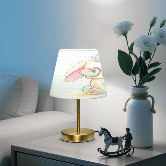 Adjustable 3-Color Light Desk Light Vintage Bronze Table Lamp For Bedroom Office Living Room Kawaii Pastel Bunny
