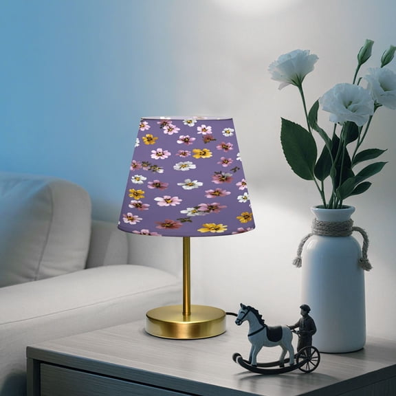 Adjustable 3-Color Light Desk Light Vintage Bronze Table Lamp For Bedroom Office Living Room Pattern Of Small Daisies