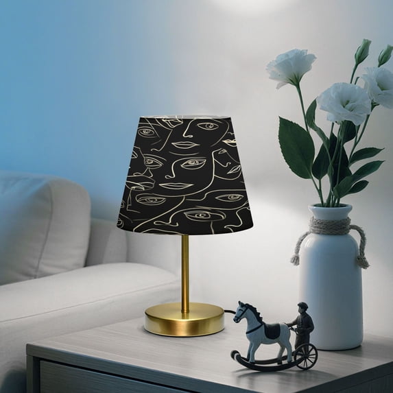 Adjustable 3-Color Light Desk Light Vintage Bronze Table Lamp For Bedroom Office Living Room Simple Line Drawings Of Faces Eyes & Lips