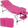 thumbnail image 1 of Adjustable 3 Folding Massage Table 73 inch Aluminium Frame Massage Bed Portable PU Leather Spa Bed, Pink, 1 of 7