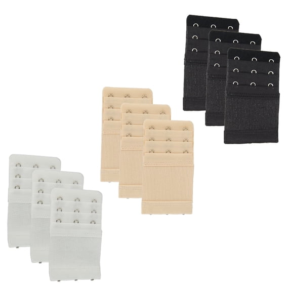 Adjustable 3-Hook Bra Band Extension Set: Elastic Extenders9-pack (3 each Black, White, Beige)) by More of Me to Love