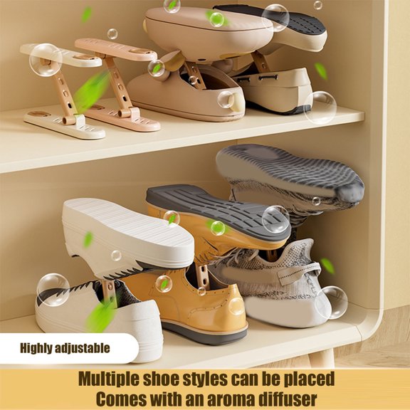 Adjustable 3-Level Shoe Organizer Shoe Holder Stacker with Aroma Box Space Saving Shoes Stacking Rack for Shoe Cabinet Organization