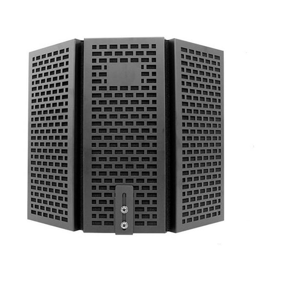 Adjustable 3 Panel Microphone Isolation Shield Mic Sound Absorbing Foam Reflector for Any Condenser Microphone Record