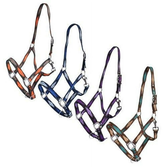 Adjustable 3-Ply Embroidered Diamond Print Nylon Halter