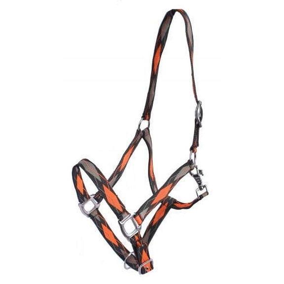 Adjustable 3-Ply Embroidered Diamond Print Nylon Halter (Orange)