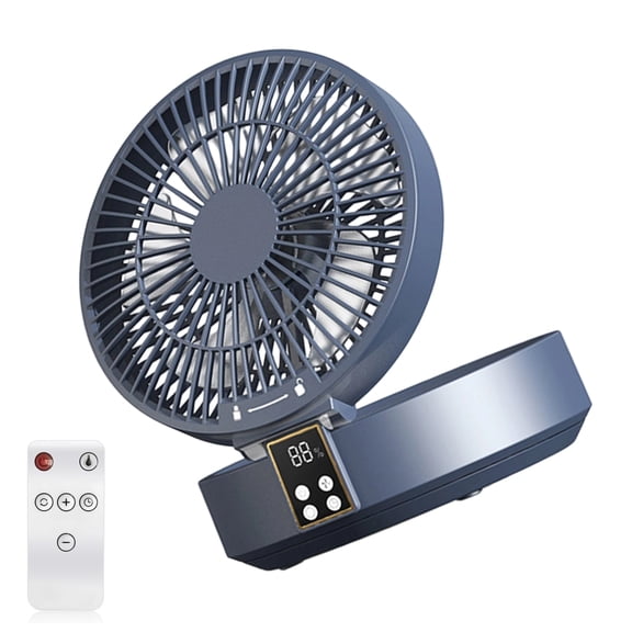 Adjustable 3 Speed Oscillating Desk Fan Remote Control Foldable Rechargeable 4000mAh LED Light for Bedroom Study Room