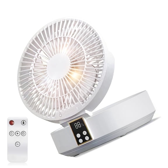 Adjustable 3 Speed Oscillating Desk Fan Remote Control Foldable Rechargeable 4000mAh LED Light for Bedroom Study Room