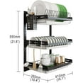 thumbnail image 1 of Junyuan Hanging Dish Drying Rack Wall Mount, 3 Tier Kitchen Plate Organizer Storage Shelf with Drain Tray, Stainless Steel Black, 1 of 6