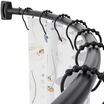 Adjustable 30-45 inches Curved Shower Curtain Rod, Premium Stainless Steel Rustproof Shower Rod for Bathroom, Need to Drill, Black