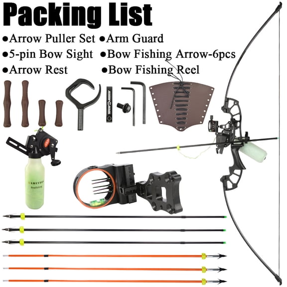 Adjustable 30-50 Lbs Compound Bow Set for Adults, Lightweight Portable Archery Kit with Complete Arrows, Water Resistant Durable Belt, Outdoor Target Shooting & Bowfishing Equipment