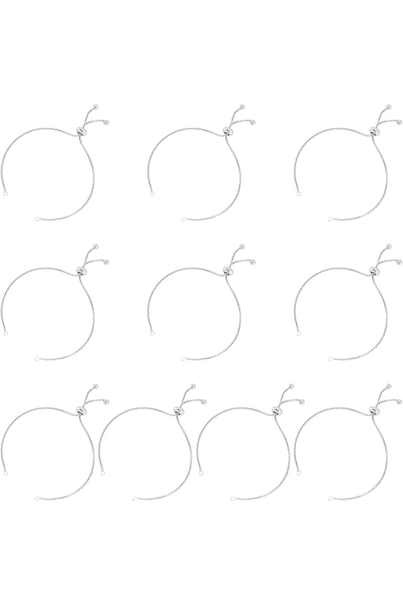 Adjustable 304 Stainless Steel Bracelet Making Slider Bracelets for DIY Jewelry Craft SuppliesTotal Length: 9 inch(23cm) 1.5mm Hole: 2mm 10pcs